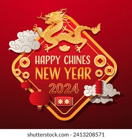 chinese new year of dragon icon zodiac sign for greeting card asian flyer invitation poster