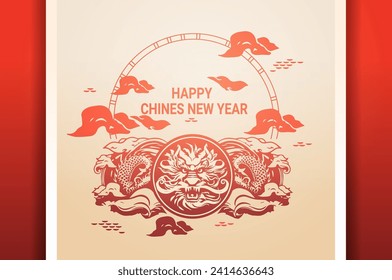 chinese new year of dragon icon zodiac sign for greeting card asian flyer invitation poster horizontal