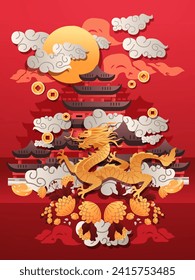 chinese new year of dragon icon zodiac sign for greeting card asian flyer invitation poster vertical