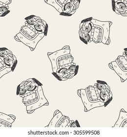 Chinese New Year; The dragon and lion dancing head doodle seamless pattern background