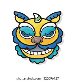 Chinese new year dragon and lion dancing head doodle
