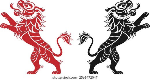 Chinese new year dragon set silhouette