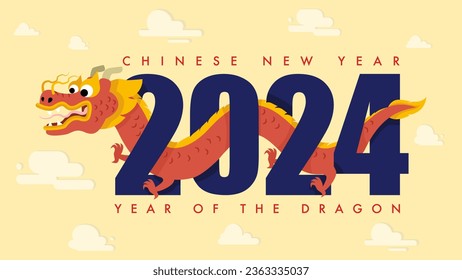 Chinese New Year, Year Of The Dragon, Vector Illustration Background 