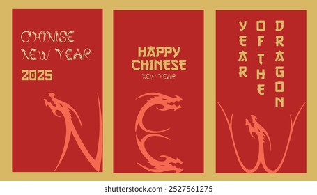 Chinese New Year. Year of the Dragon Vector Background, Card Design