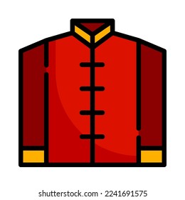 Chinese new year dress filled outline icon. Traditional costumes for Chinese New Year. Vector Illustration.