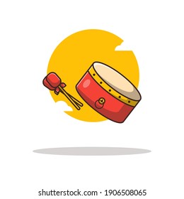 Chinese New Year Drum Vector Icon Cartoon Illustrations. Chinese New Years Icon Concept White Isolated. Flat Cartoon Style Suitable for Web Landing Page, Banner, Sticker, Background