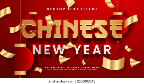 Chinese new year editable text style effect with red color theme. Suitable for Asian event concept.