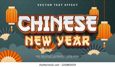 Efecto de estilo de texto editable para el año nuevo chino con estilo de corte de papel. Adecuado para el concepto de evento asiático.
