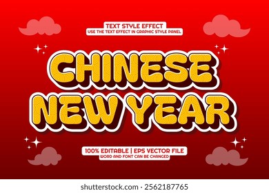 Chinese New Year Editable text effect Flat cartoon style