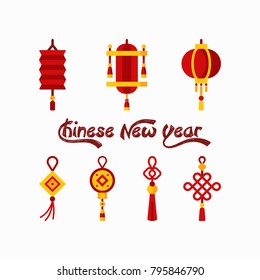 Chinese new year element collection. Modern Chinese or Japanese collection set. Idea for Chinese new year day, celebration. Vector illustration.