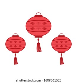 Chinese New Year Element with Flat Icon Lantern