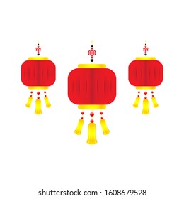 Chinese New Year Element with Red Square Lantern