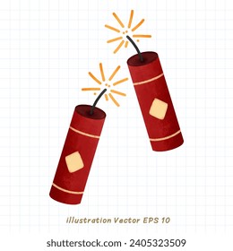 Chinese new year elements on white background in new year holiday  , illustration Vector EPS 10