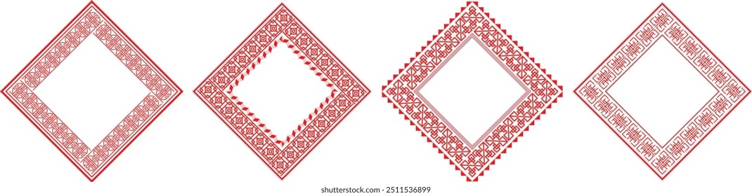 Chinese New Year Elements Set. Chinese Festive Border Frame, Blossom Flower, Chinese Papercut Art and Traditional Arch Isolated On White Background. Chinese Banner Set.