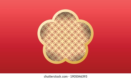 Chinese new year emplate with blossom flowers background ,flower and asian elements with craft style on Red background , illustrations EPS10