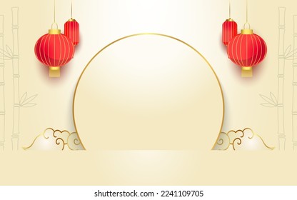chinese new year with empty podium display with copy space