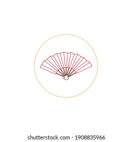 chinese new year fan color line icon