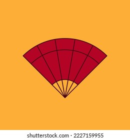 Chinese new year fan fill line icon. Chinese new year fan on white background.