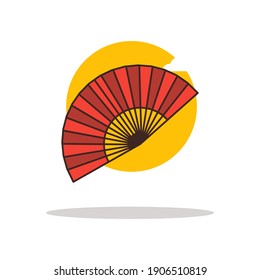 Chinese New Year Fan Vector Icon Cartoon Illustrations. Chinese New Years Icon Concept White Isolated. Flat Cartoon Style Suitable for Web Landing Page, Banner, Sticker, Background