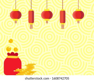 Chinese new year festival concept, many gold that mean rich or wealth for new year. 