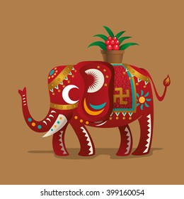 Chinese New Year Festival's lucky symbol:A elephant with a plant of Evergreen. As spring comes, all the things get a refresh. It implies the meaning of blessing people "All the best in coming new year