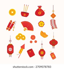 Coleção de Ilustração de Elementos Festivos de Ano Novo Chinês