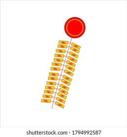 Chinese new year firecracker. Red and yellow firecracker isolated on white background. Firecracker vector. Firecracker clip art. 