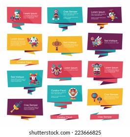 Chinese New Year flat banner background set,eps10