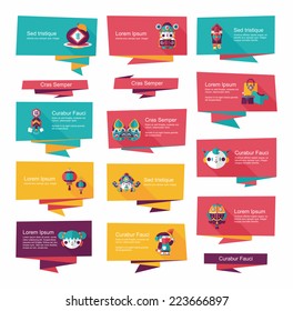 Chinese New Year flat banner background set,eps10