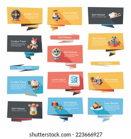 Chinese New Year flat banner background set,eps10