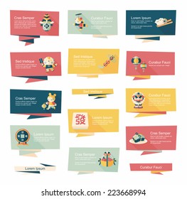 Chinese New Year flat banner background set,eps10