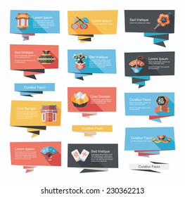 Chinese New Year flat banner background set, eps10