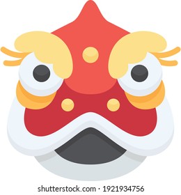 Chinese New Year flat icon with long shadow,eps10,The dragon and lion dancing head