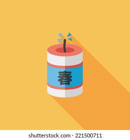 Chinese New Year flat icon, eps10, Chinese festival couplets with firecrackers means " wish the arrival of spring."