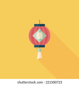 Chinese New Year flat icon with long shadow,eps10, Chinese festival couplets with lantern means " wish the arrival of spring."