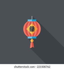 Chinese New Year flat icon with long shadow,eps10, Chinese festival couplets with lantern means " wish the arrival of spring."