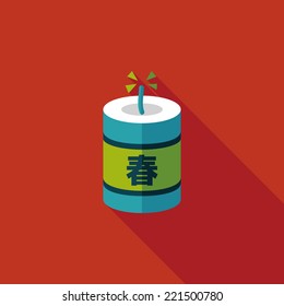 Chinese New Year flat icon, eps10, Chinese festival couplets with firecrackers means " wish the arrival of spring."