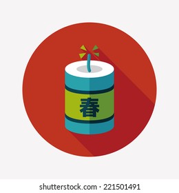 Chinese New Year flat icon, eps10, Chinese festival couplets with firecrackers means " wish the arrival of spring."