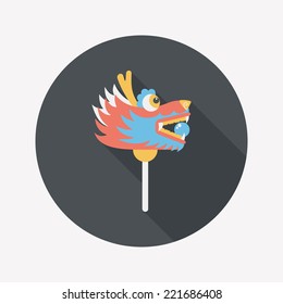 Chinese New Year flat icon with long shadow,eps10,The dragon and lion dancing head