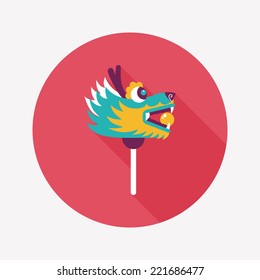 Chinese New Year flat icon with long shadow,eps10,The dragon and lion dancing head