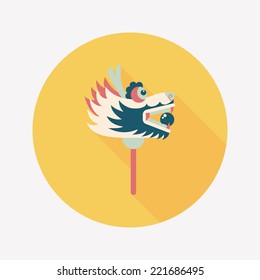 Chinese New Year flat icon with long shadow,eps10,The dragon and lion dancing head