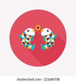Chinese New Year flat icon with long shadow,eps10, Chinese decoration means " May you always get more than you wish for."