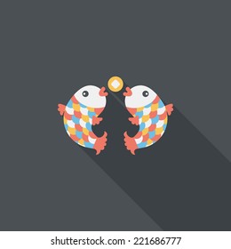 Chinese New Year flat icon with long shadow,eps10, Chinese decoration means " May you always get more than you wish for."