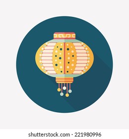 Chinese New Year flat icon with long shadow,eps10, Chinese decorative lantern