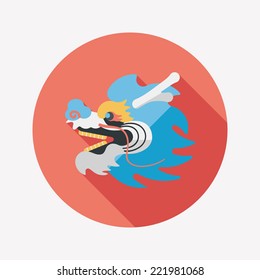 Chinese New Year flat icon with long shadow,eps10,The dragon and lion dancing head