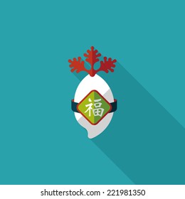 Chinese New Year flat icon with long shadow,eps10, lucky white radish with Chinese words means " Wish it can brings luck to you in the new year."
