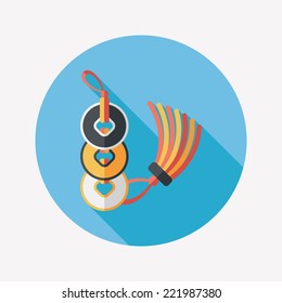 Chinese New Year flat icon with long shadow,eps10, Ancient coins lucky pendant means " wish good luck and fortune comes."