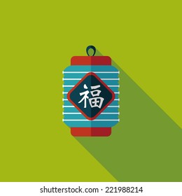 Chinese New Year flat icon with long shadow,eps10, Chinese festival couplets with lantern means " wish good luck and fortune comes."
