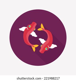Chinese New Year flat icon with long shadow,eps10, Chinese decoration means " May you always get more than you wish for."