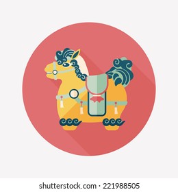 Chinese New Year flat icon with long shadow,eps10, Chinese decoration means " Wishing you immediately earn a lot of money."